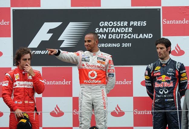 Lewis Hamilton był najszczęśliwszym człowiekiem na Nuerburgringu po zakończeniu GP Niemiec /AFP