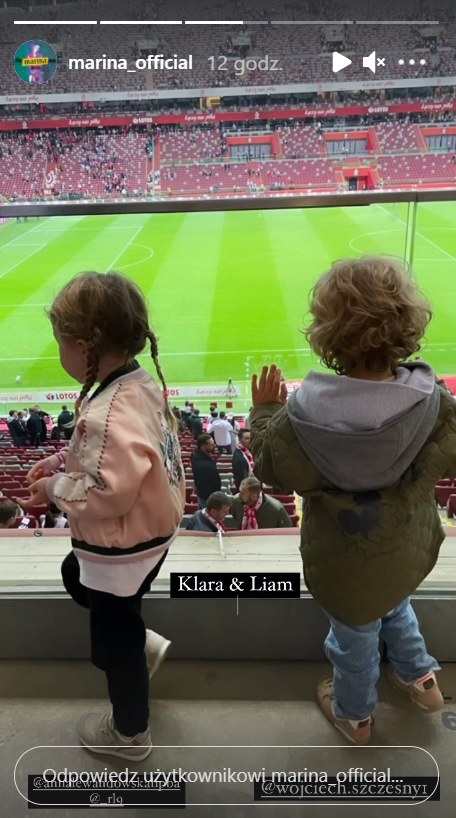 Liam Szczęsny i Klara Lewandowska na meczu Polska-Albania    /https://www.instagram.com/marina_official/ /Instagram