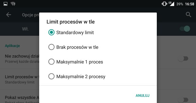 Liczba procesów działających w tle /android.com.pl