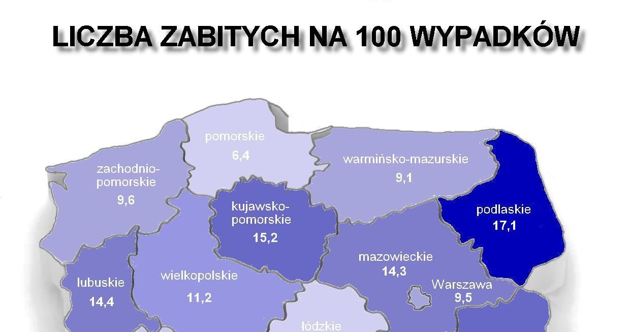 Liczba zabitych na 100 mieszkańców /Informacja prasowa