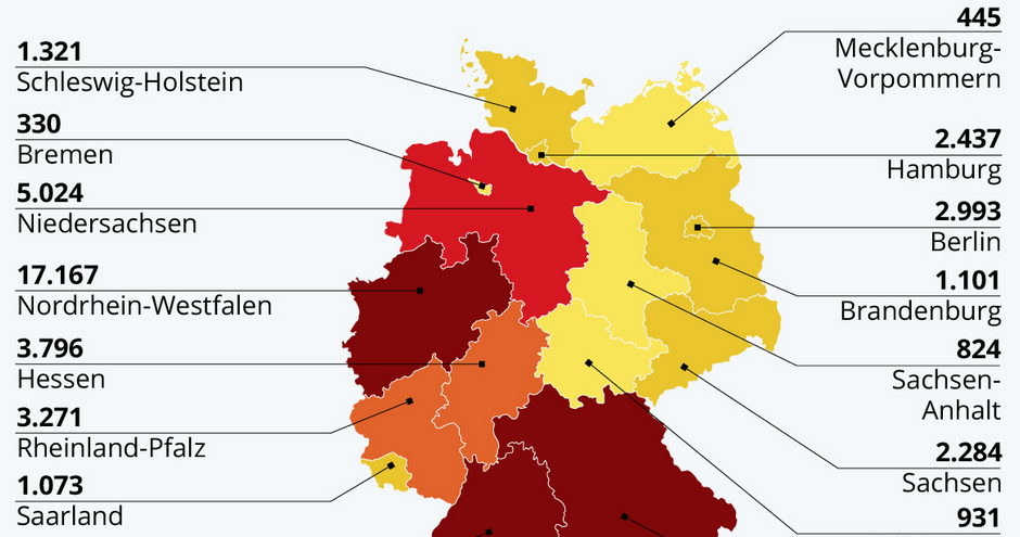 Liczba zachorowań w Niemczech - w byłych Niemczech Zachodnich da się zaobserwować znacznie więcej przypadków niż w byłym NRD. W RFN obowiązkowe szczepienia zakończyły się w 1975 r. W NRD zaprzestano ich w 1990 r (wraz z końcem Niemiec Wschodnich). Fot. Statista /materiały prasowe