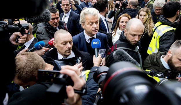 Lider holenderskiej skrajnie prawicowej Partii na rzecz Wolności (PVV) Geert Wilders /KOEN VAN WEEL /PAP