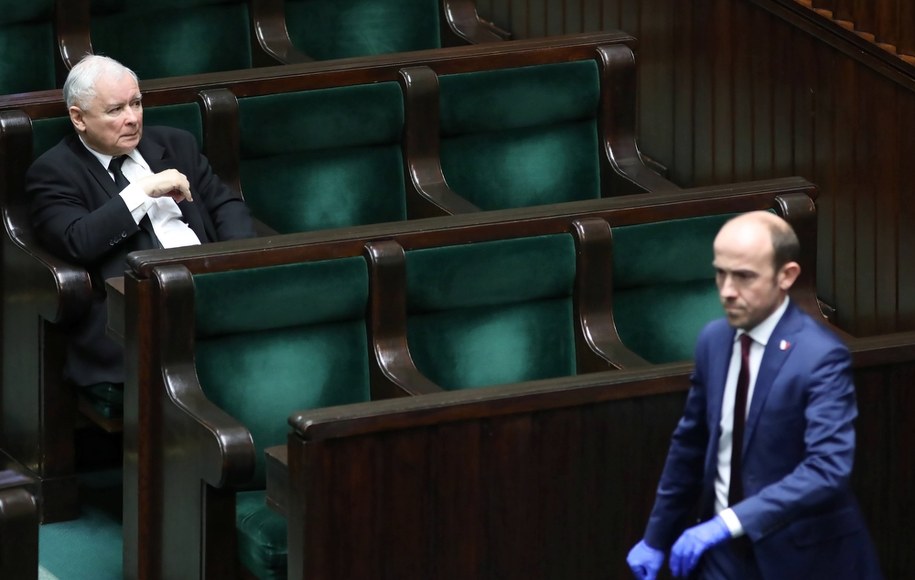Lider PiS Jarosław Kaczyński i szef PO Borys Budka / 	Leszek Szymański    /PAP
