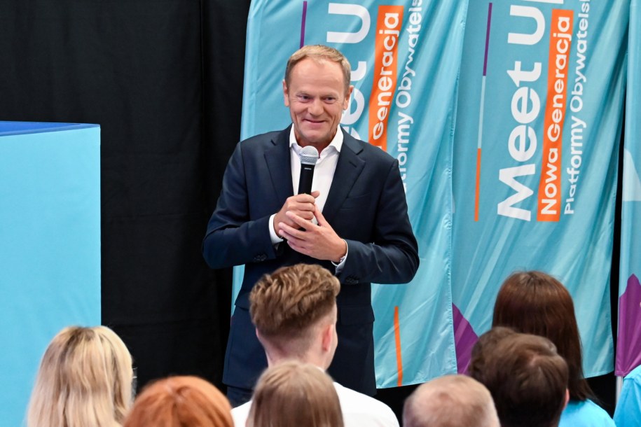 Lider PO Donald Tusk w Auli Akademii Morskiej w Szczecinie /	Marcin Bielecki   /PAP