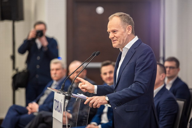 Lider PO Donald Tusk w Toruniu /Mikołaj Kuras /PAP