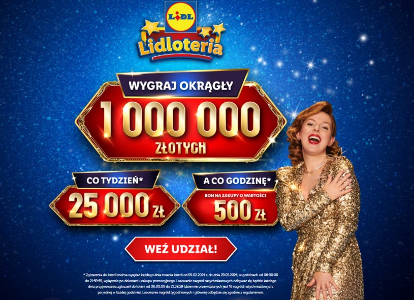 Lidl dementuje informacje z SMS-ów Biedronki oraz zachęca klientów do udziału w wielkiej loterii. /Lidl /materiał zewnętrzny