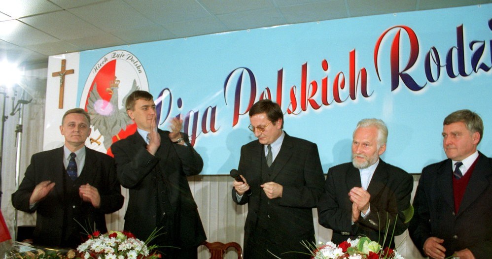 Liga Polskich Rodzin, 2001 r.; n/z Zygmunt Wrzodak, Roman Giertych, Marek Kotlinowski, Gabriel Janowski /Mieczysław Włodarski /Reporter