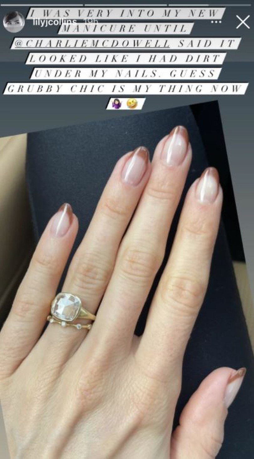Lily Collins przez przypadek zainicjowała nowy trend w manicure /Instagram