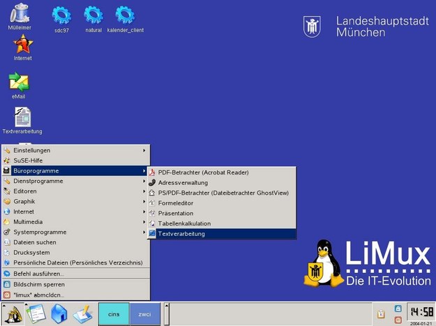 LiMux - samorządowy Linux opracowany w Monachium (Wikipedia) /&nbsp