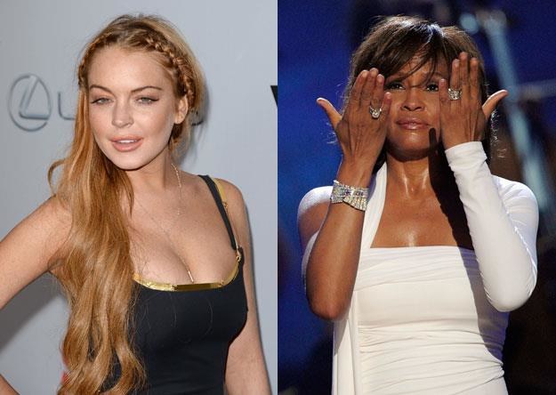 Lindsay Lohan (fot. Jason Merritt) zajmowała się zwłokami Whitney Houston (fot. Kevork Djansezian)? /Getty Images