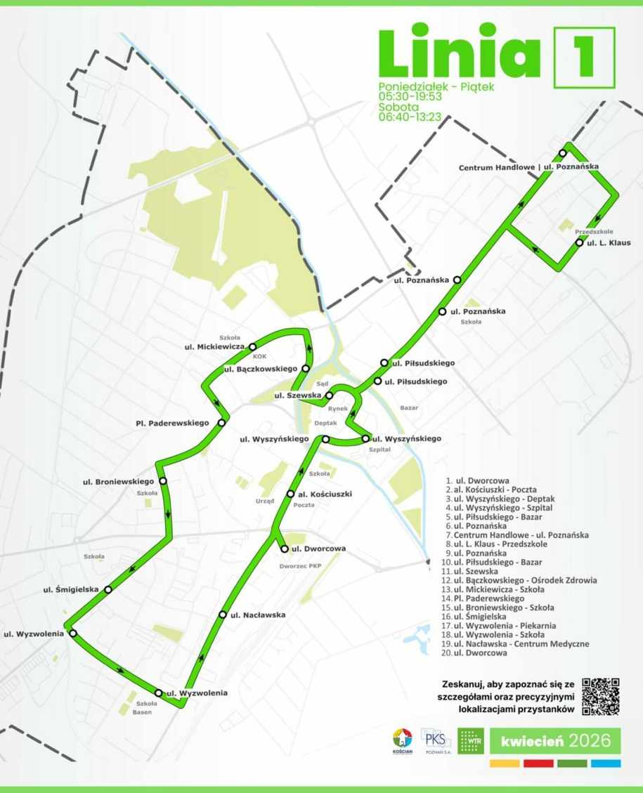 Linia 1 - zielona /Miasto Kościan /