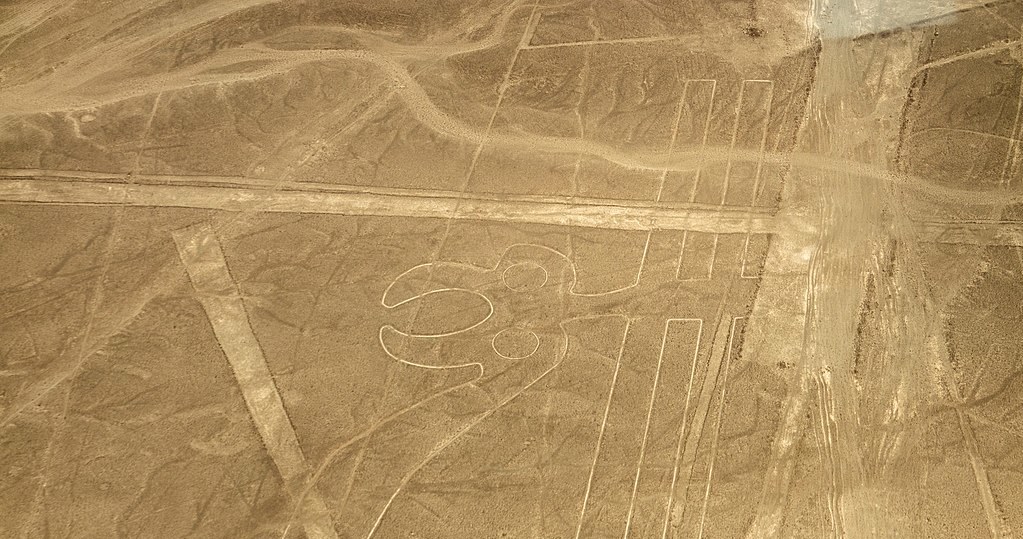 Linie proste na płaskowyżu Nazca potrafią się ciągnąć przez wiele kilometrów /foto: wikipedia /domena publiczna
