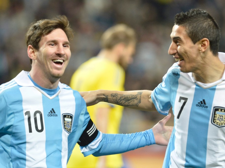 Lionel Messi i Angel Di Maria /JONAS EKSTROMER /PAP/EPA