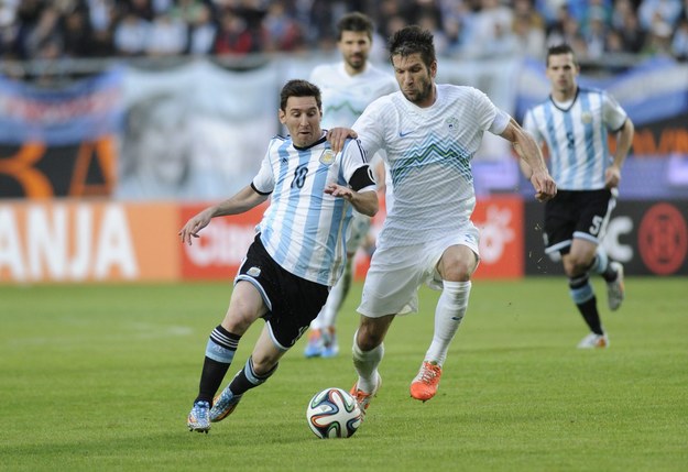 Lionel Messi w towarzyskim meczu Argentyna - Słowenia /Demián Estevez /PAP/EPA