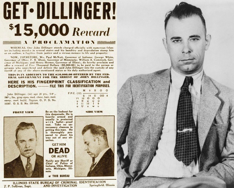 List gończy obiecujący nagrodę 15.000 dolarów za Dillingera. Żywego lub martwego... /East News