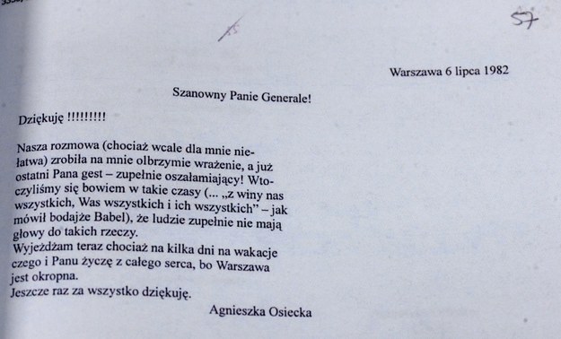 List od Agnieszki Osieckiej /reprodukcja /PAP