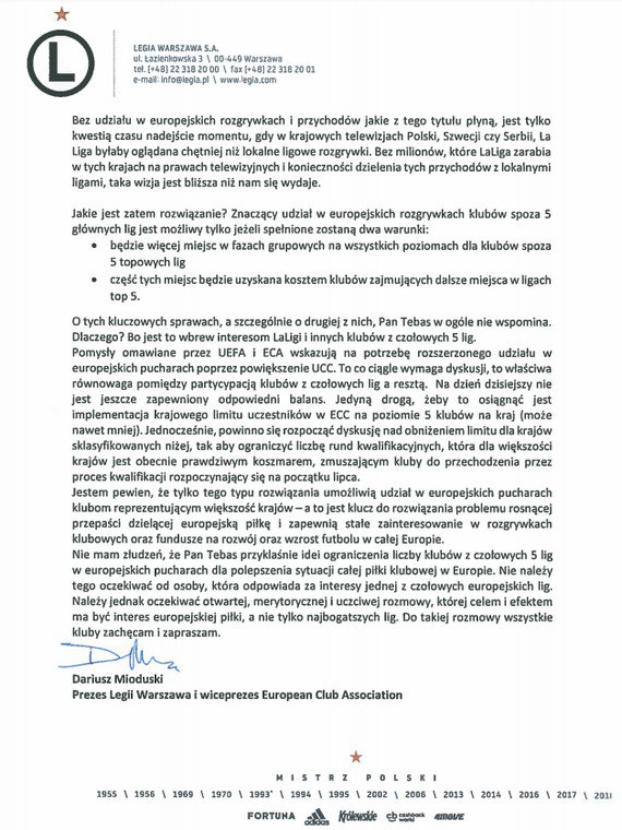 List otwarty Dariusza Mioduskiego /