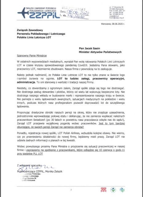 List związkowców do Jacka Sasina /RMF FM /RMF FM