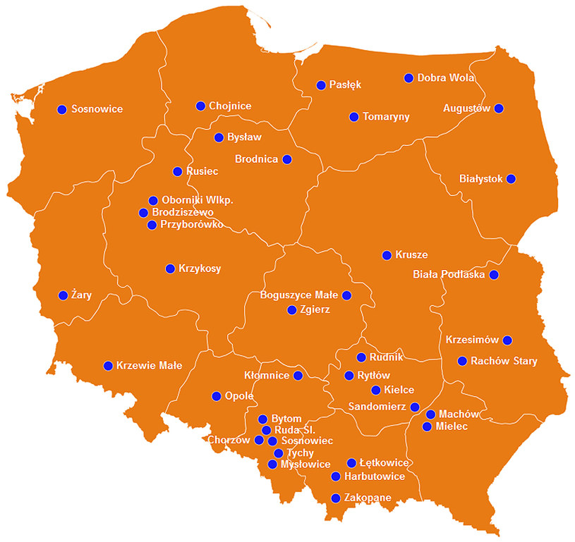 Lista miejsc biorących udział w zbiórce /INTERIA.PL