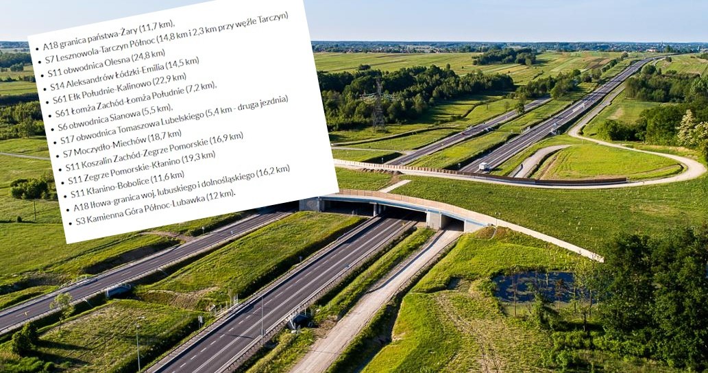 Lista odcinków nowych dróg ekspresowych i autostrad oddanych do użytku w 2023 roku w Polsce /GDDKiA/Interia.pl