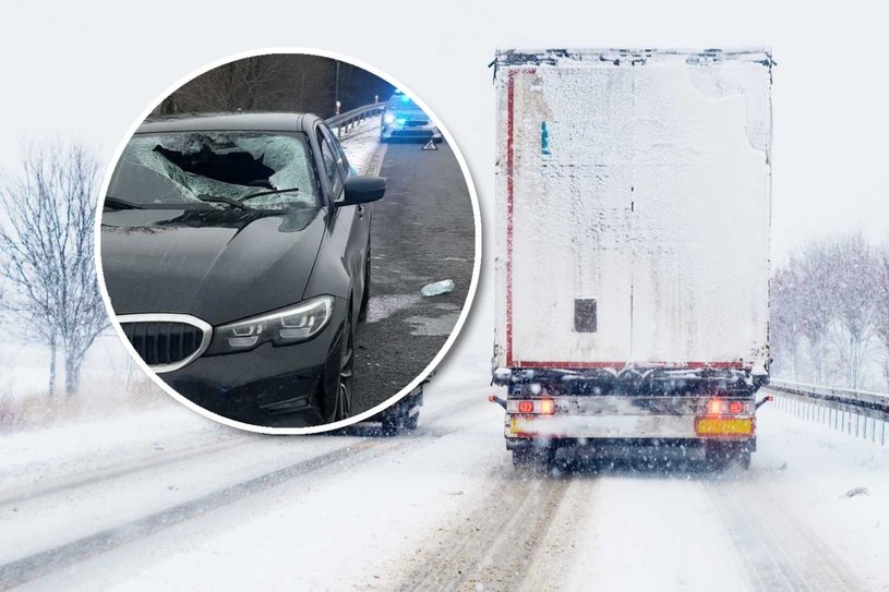Lód spadający z naczepy zranił kierowcę BMW /123RF/PICSEL