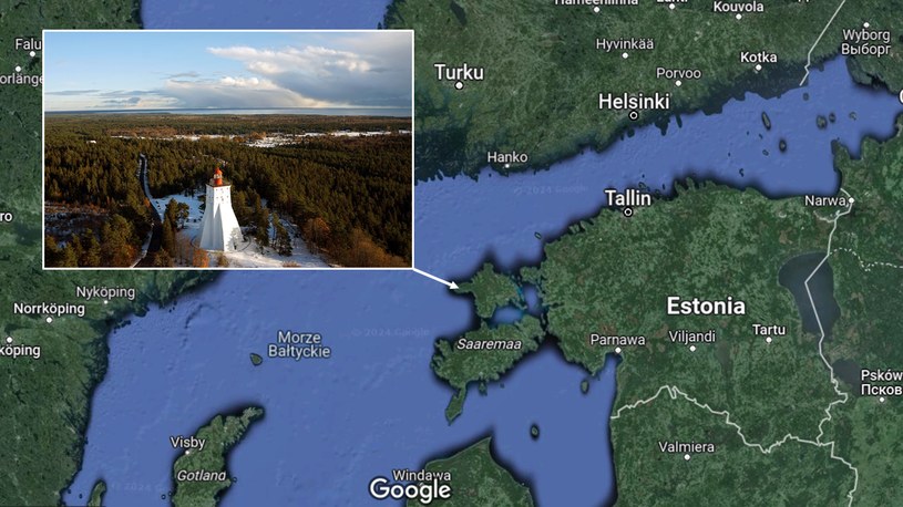 Lokalizacja latarni /Google Maps/Hiiumaamudeliklubi/CC BY-SA 3.0 DEED (https://creativecommons.org/licenses/by-sa/3.0/deed.en) /Wikimedia