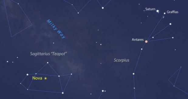 Lokalizacja Nova Sagittari 2015 No.2 - zrzut ekranu z programu Stellarium. /materiały prasowe