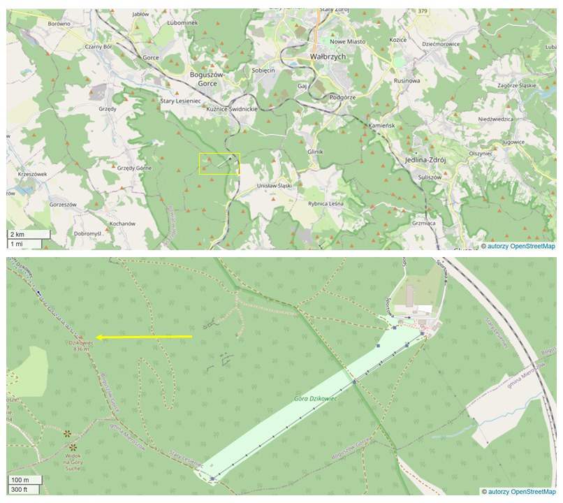 Lokalizacja nowej wieży widokowej /autorzy OpenStreetMap /materiał zewnętrzny