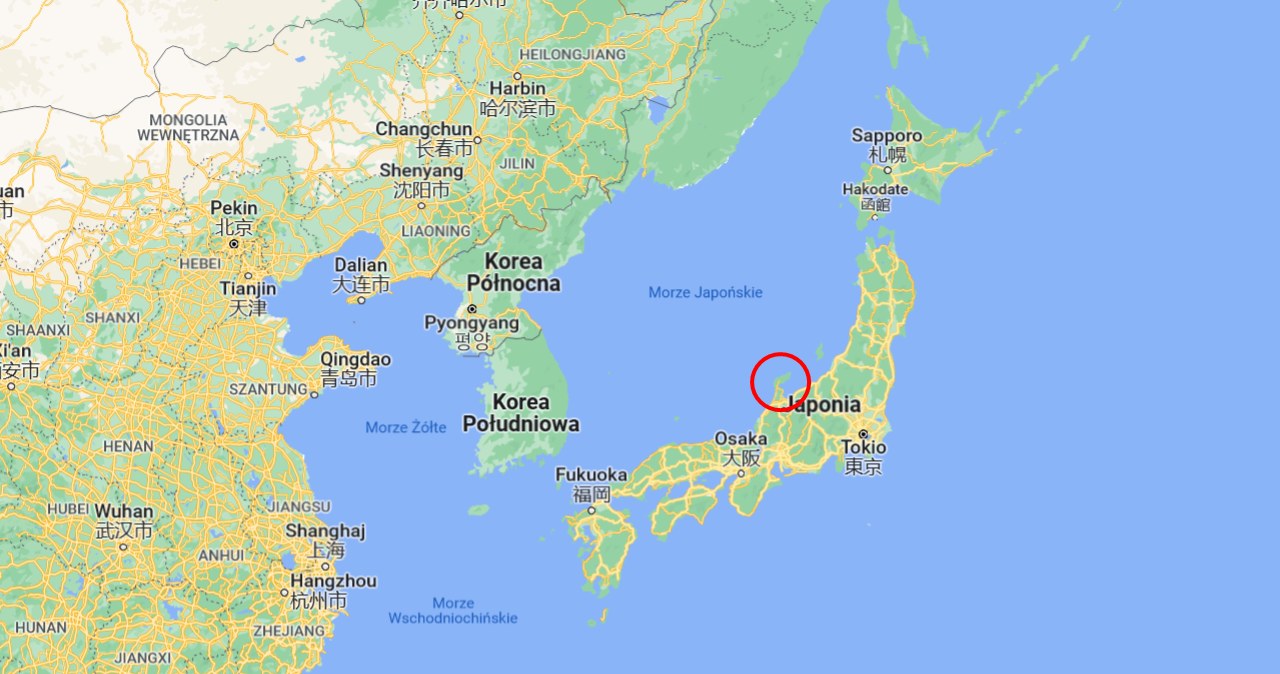 Lokalizacja półwyspu Noto na wyspie Honsiu (czerwony okrąg). /Google Maps /domena publiczna