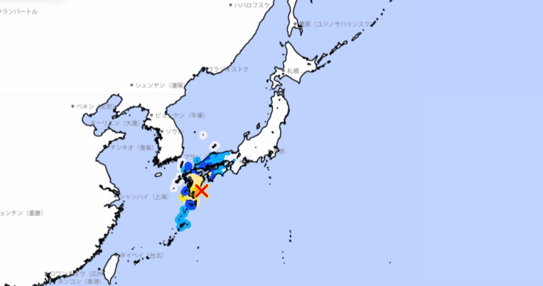 Lokalizacja trzęsienia ziemi w Japonii /Japan Meteorological Agency/www.jma.go.jp /materiał zewnętrzny