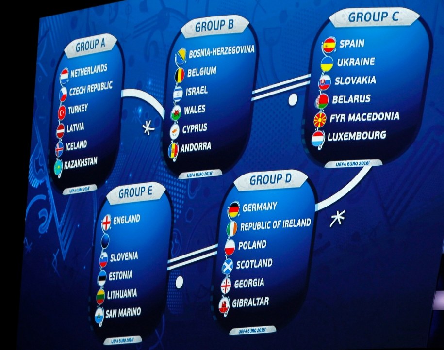 Losowanie eliminacji mistrzostw Europy 2016 w Nicei /SEBASTIEN NOGIER  /PAP/EPA