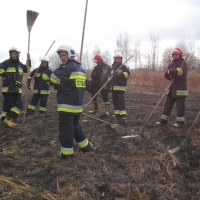 Strażacy gaszą płonące trawy