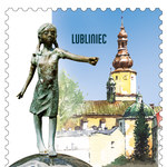 Lubliniec przedstawiony na znaczku pocztowym. To uczczenie 750-lecia miasta