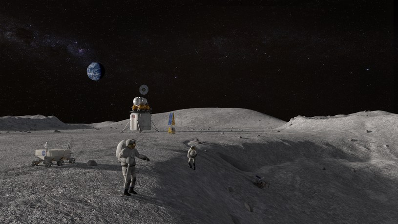Ludzie pracujący na Księżycu /NASA /domena publiczna