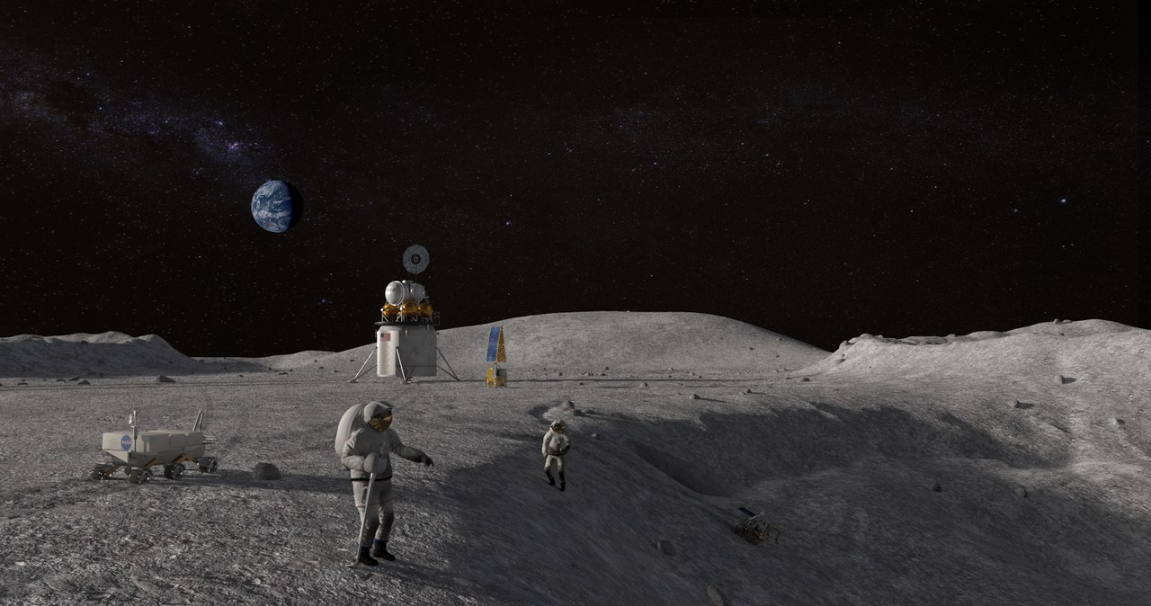 Ludzie pracujący na Księżycu /NASA /domena publiczna