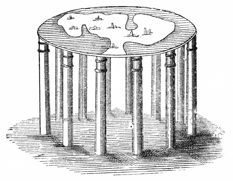 Ludzie wierzyli, że Ziemia jest dyskiem opartym o kolumny, Astronomical Myths (1877) /East News