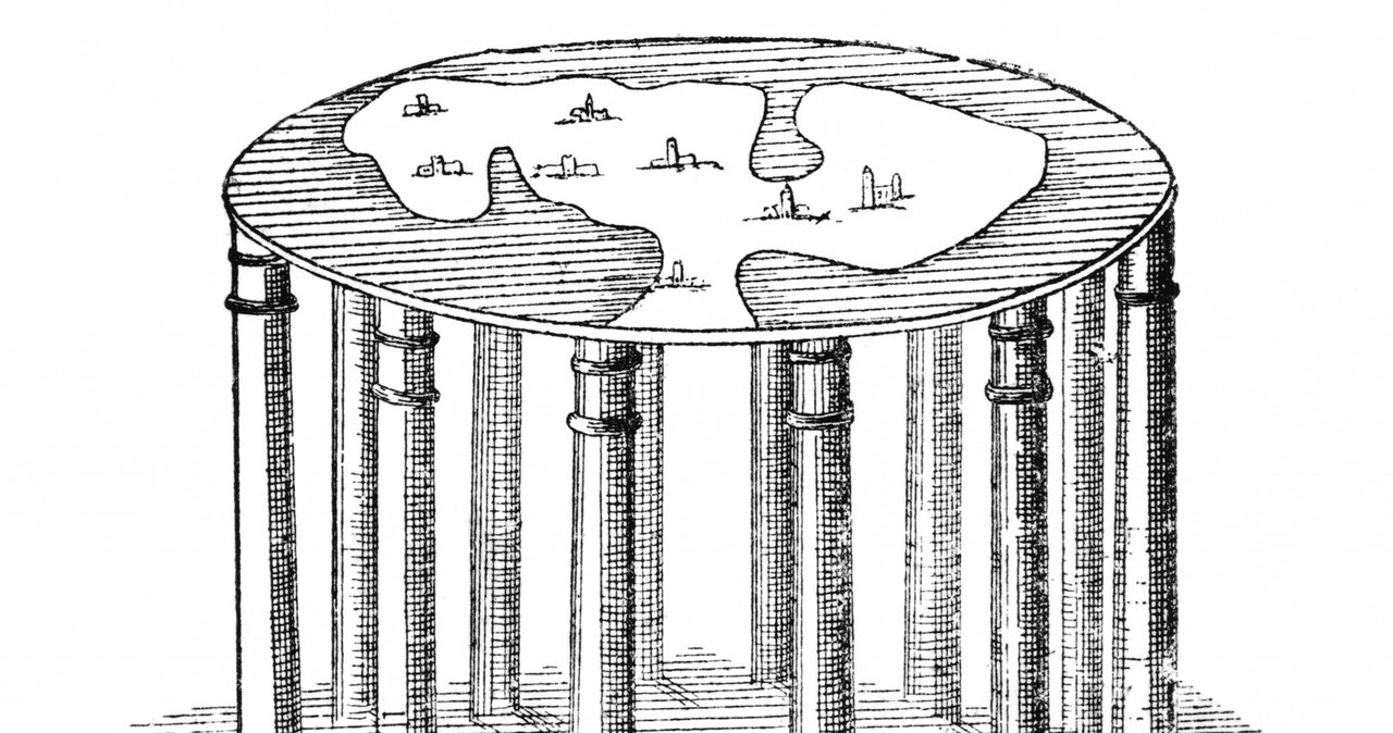 Ludzie wierzyli, że Ziemia jest dyskiem opartym o kolumny, Astronomical Myths (1877) /East News