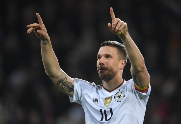 Lukas Podolski w barwach reprezentacji Niemiec, marzec 2017 /BERND THISSEN /PAP/DPA