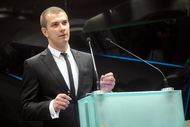 Łukasz Misiukanis, prezes Socializera, w trakcie debiutu na NewConnect /PAP