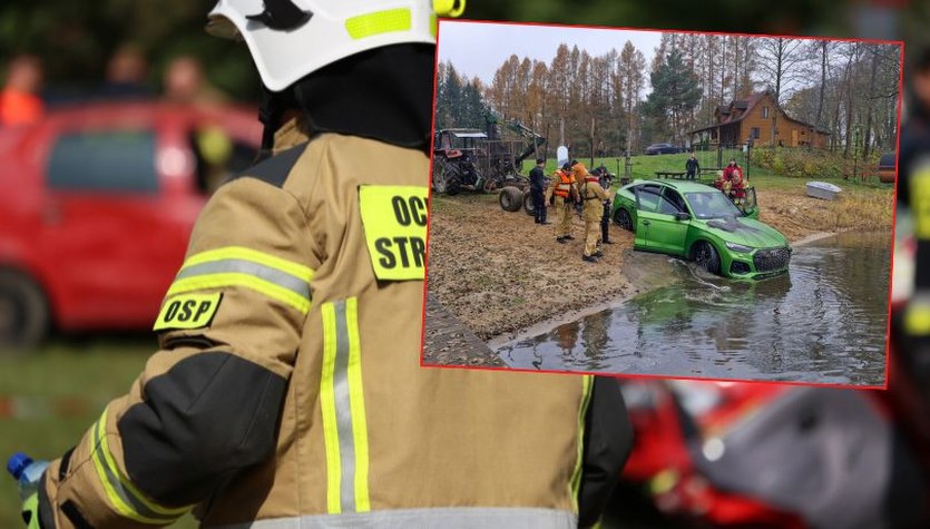 Luksusowe audi za 300 tys. zł wpadło do jeziora. Policja wyjaśnia incydent