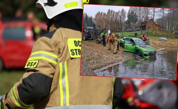 Luksusowe audi za 300 tys. zł wpadło do jeziora. Policja wyjaśnia incydent