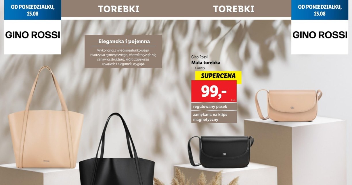 Luksusowe torebki Gino Rossi tańsze niż kiedykolwiek! /Lidl