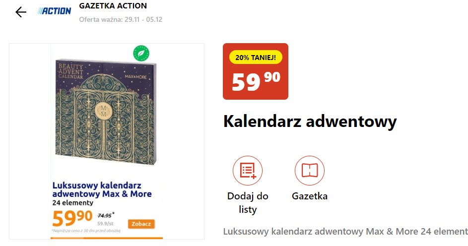 Luksusowy kalendarz adwentowy w Action kosztuje 59.90 złotych. /ActionPictures /INTERIA.PL