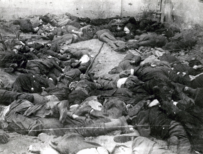 Lwów, czerwiec 1941 r. Dziedziniec więzienia zasłany zwłokami więźniow zamordowanych przez NKWD podczas ucieczki przed niemiecką ofensywą /KARTA /Agencja FORUM