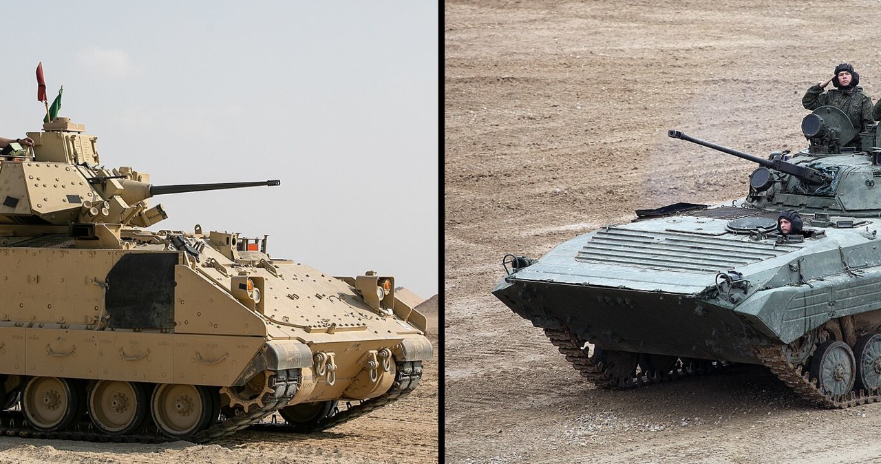 M2A2 Bradley (z lewej) ma jeszcze taką przewagę nad BMP, że ma znacznie więcej miejsca, przez co załoga ma większą swobodę przy ewakuacji /Wikimedia