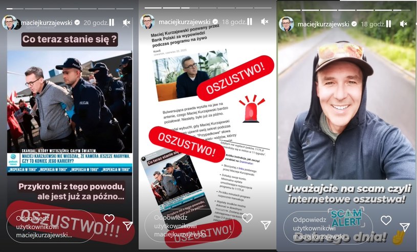 Maciej Kurzajewski apeluje do fanów, by uważali /https://www.instagram.com/maciejkurzajewski/ /Instagram