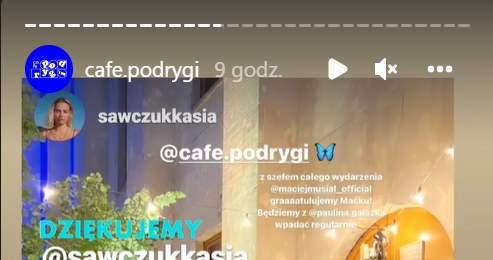 Maciej Musiał: www.instagram.com/cafe.podrygi/ /Screen z InstaStory  /Instagram