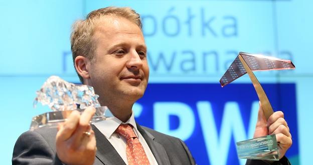 Maciej Wieczorek, prezes Mabionu, w czasie debiutu na rynku głównym GPW /PAP