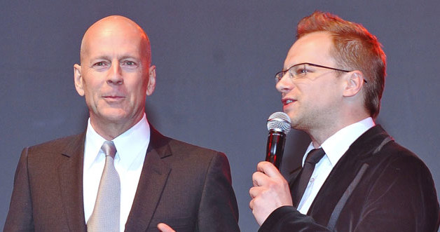 Maciek Stuhr i Bruce Willis, fot. Andras Szilagyi &nbsp; /MWMedia