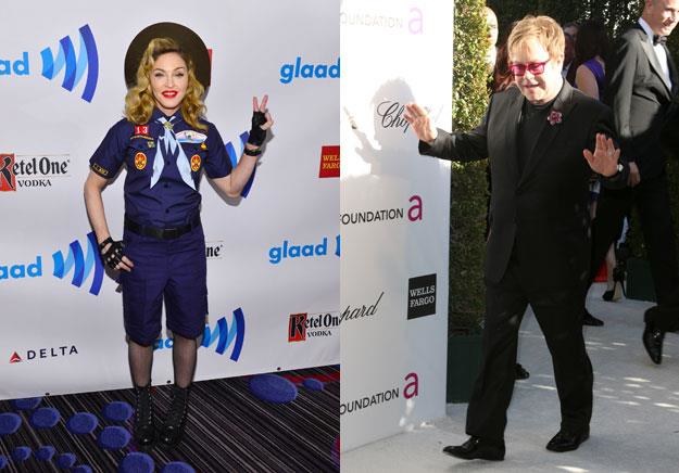 Madonna (fot. Larry Busacca) zjadła obiad na koszt Eltona Johna (fot. Frederick M. Brown) /Getty Images/Flash Press Media